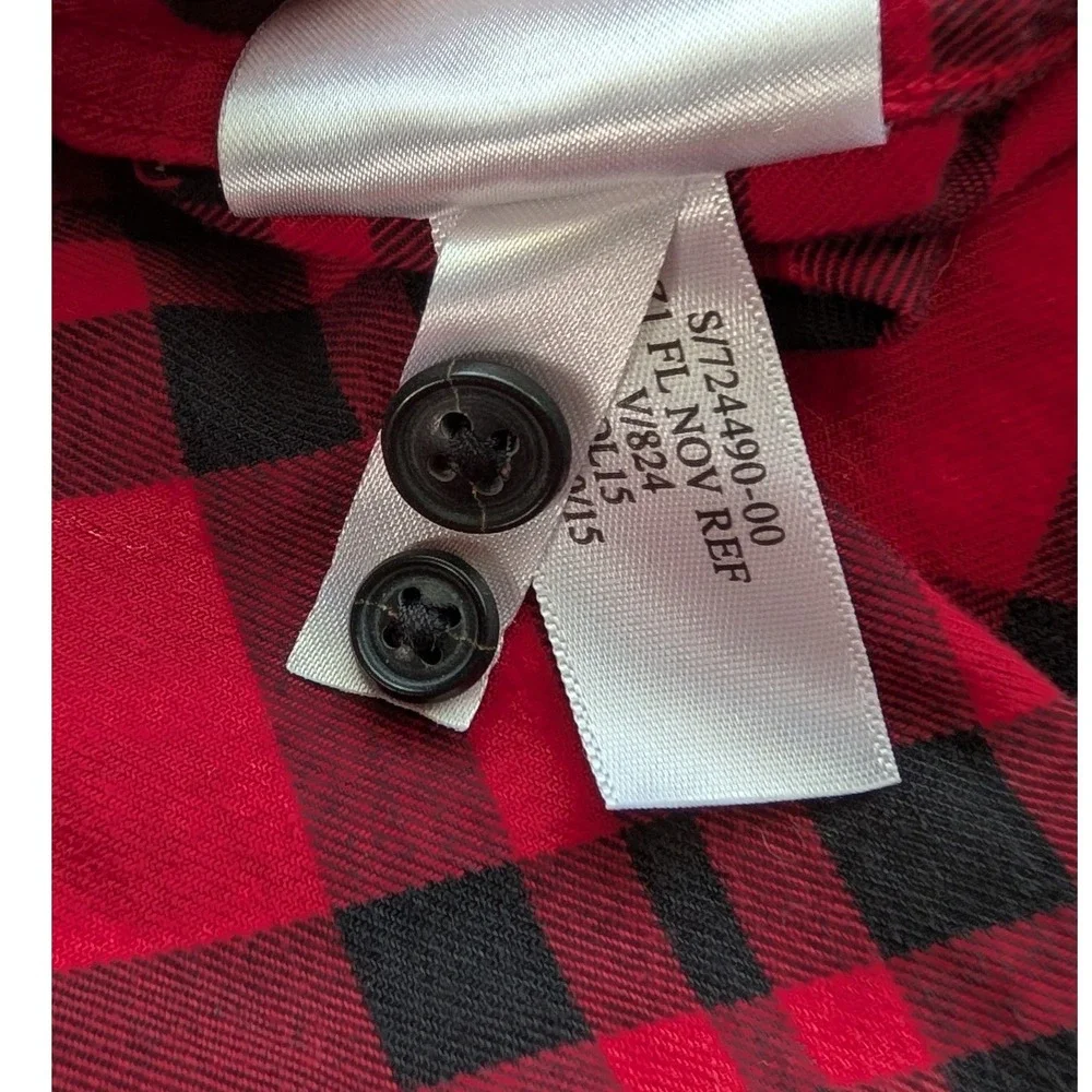 Banana Republic Shirt Mens XL Red Black Plaid Slim Fit Flannel Button Down‎